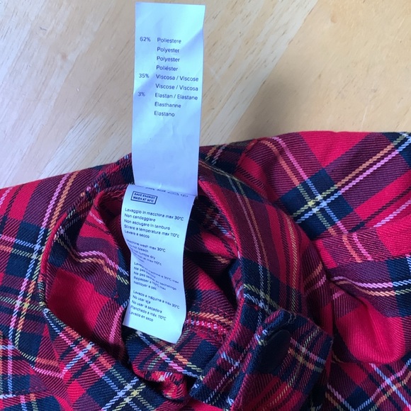 Subdued Tartan Button Front Red Black Willow Blue made in Italy - Picture 7 of 7